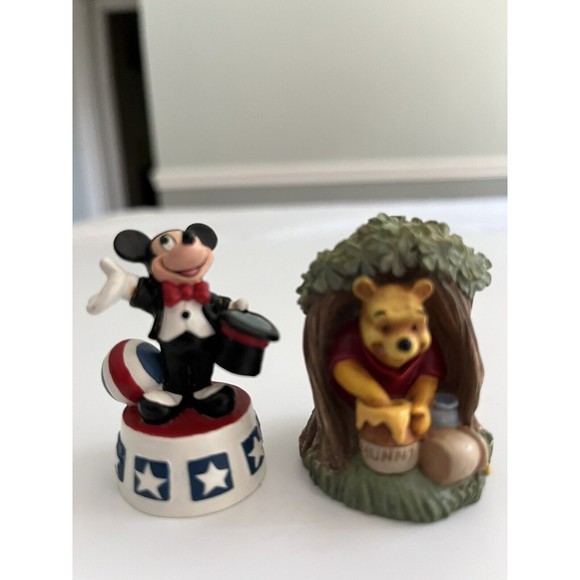Set of 2 - Lenox Disney Thimbles - Mickey Mouse & Winnie The Pooh - Picture 1 of 11